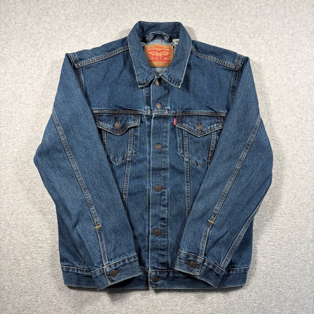 Levi's Denim Trucker Jacket Mens Large Blue Cotton Button Up Classic Outerwear